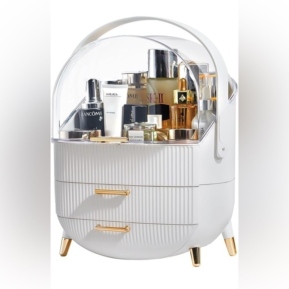 Makeup Organizer, Portable Countertop Display Case with Cover and Drawers New - Picture 1 of 8